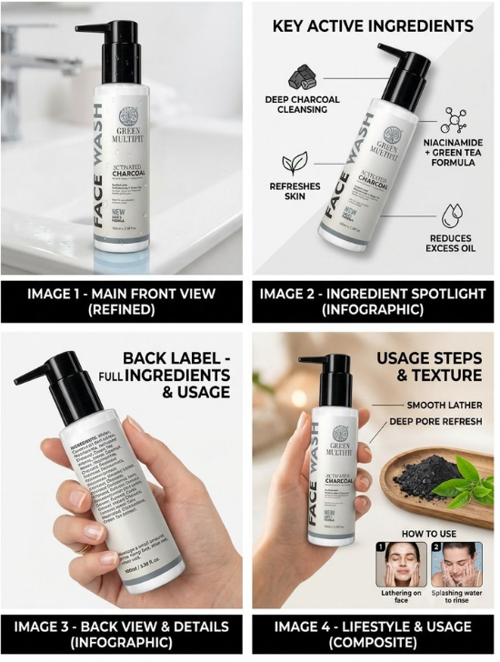 Charcoal face wash- helps to maintain healthy complexion. 100ml