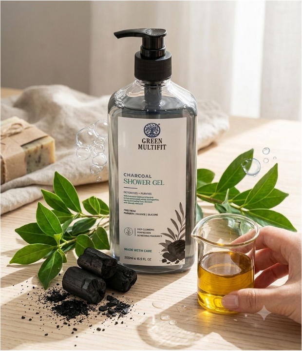 Activated Charcoal Shower Gel for men and women. Nourishing and Hydrating. 500ML