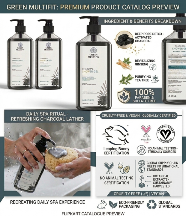 Activated Charcoal Shower Gel for men and women. Nourishing and Hydrating. 500ML