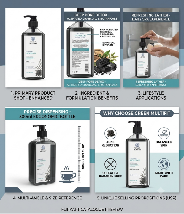 Activated Charcoal Shower Gel for men and women. Nourishing and Hydrating. 500ML