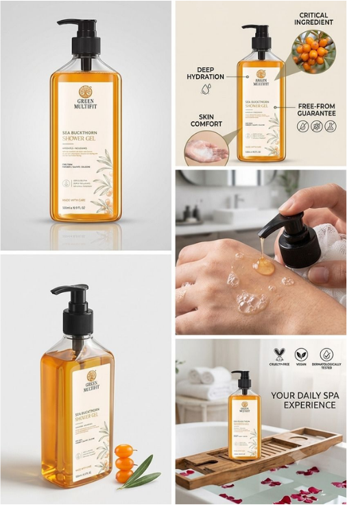 Green Multifit Sea Buckthorn Shower Gel 500ml