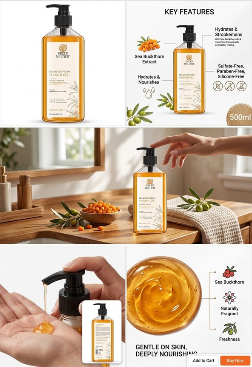 Green Multifit Sea Buckthorn Shower Gel 500ml