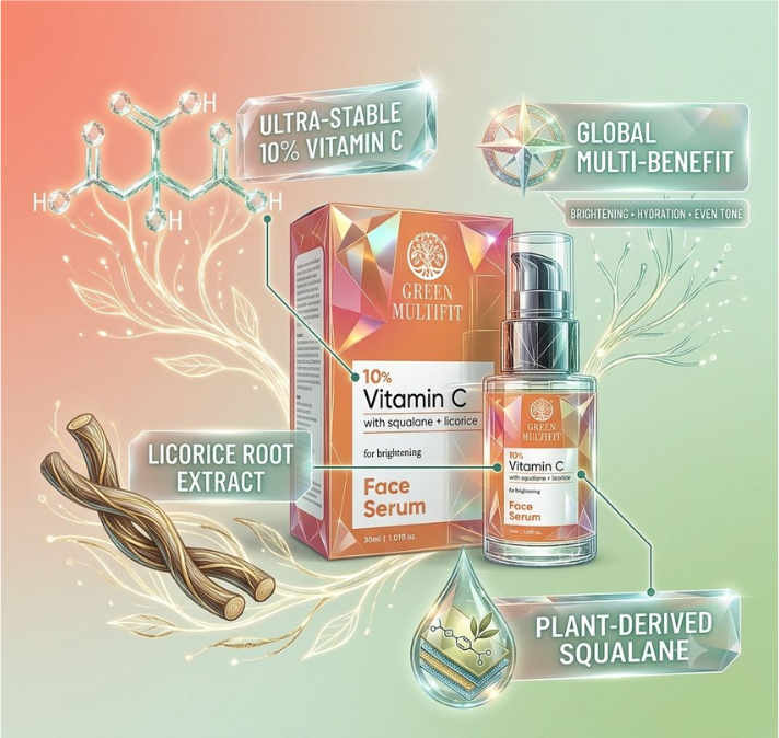 Green Multifit 10% Vitamin C Face Serum with Squalane & Licorice