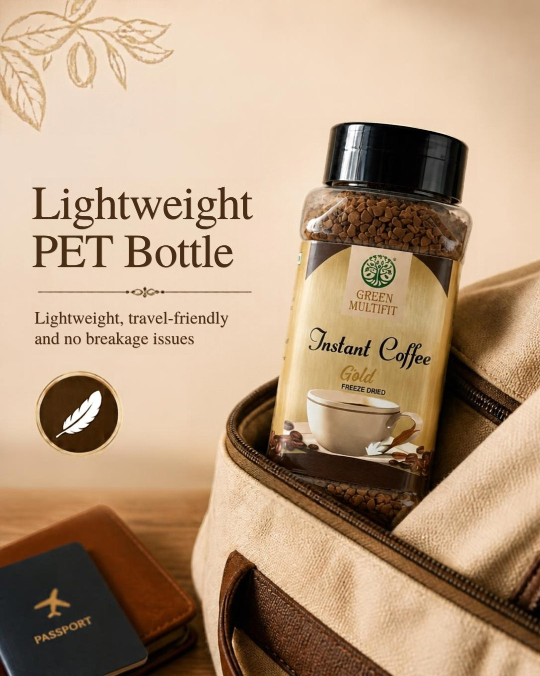 GREENMULTIFIT Instant Coffee Gold Freeze Dried Coffee 60g Pet Jar- Pack of 2.  Rich Aroma Premium (Copy)