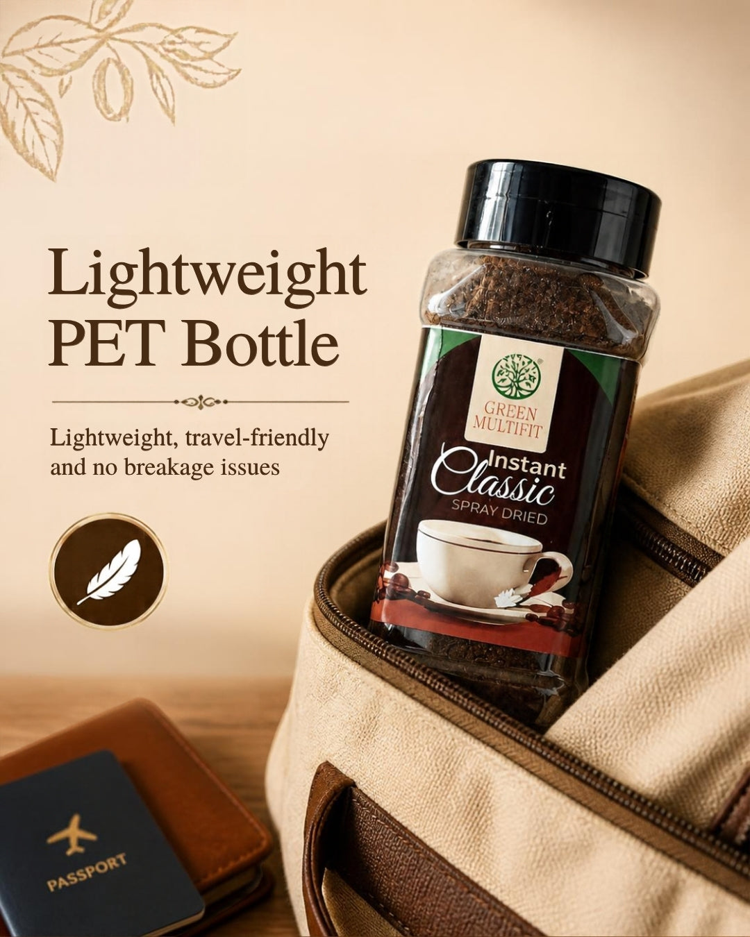 GREENMULTIFIT Pack of 2 Spray Dried Instant Coffee Classic | Blend of Pure Arabica & Robusta Beans | Rich Aroma & Smooth Taste | Strong Black Coffee | No Added Sugar | Hot & Cold Coffee | Made in India | 70g Pet Jar (Copy)