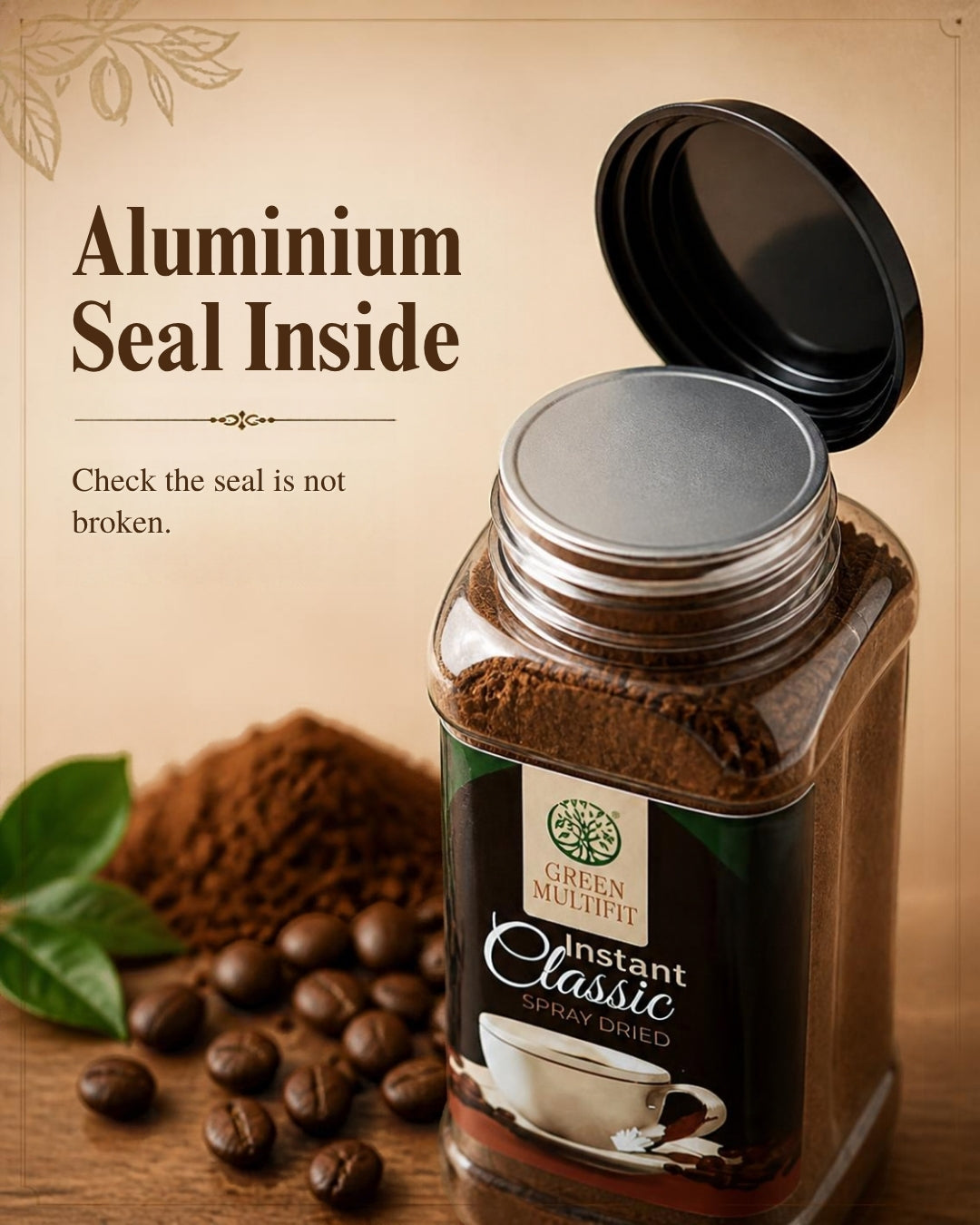 GREENMULTIFIT Pack of 2 Spray Dried Instant Coffee Classic | Blend of Pure Arabica & Robusta Beans | Rich Aroma & Smooth Taste | Strong Black Coffee | No Added Sugar | Hot & Cold Coffee | Made in India | 70g Pet Jar (Copy)